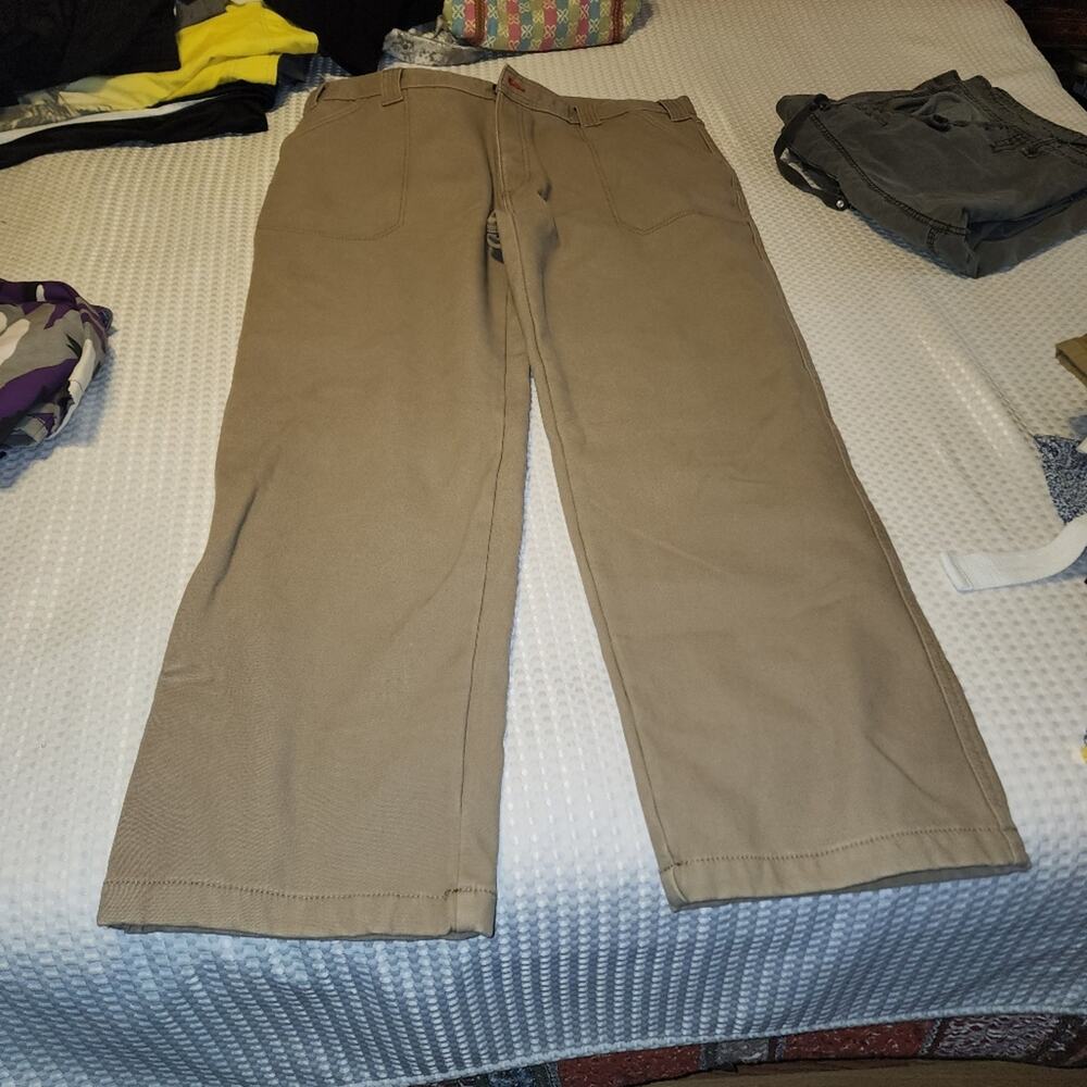 COLEMAN EUC MENS SIZE 40/32 FLEECE LINED KHAKI PANTS